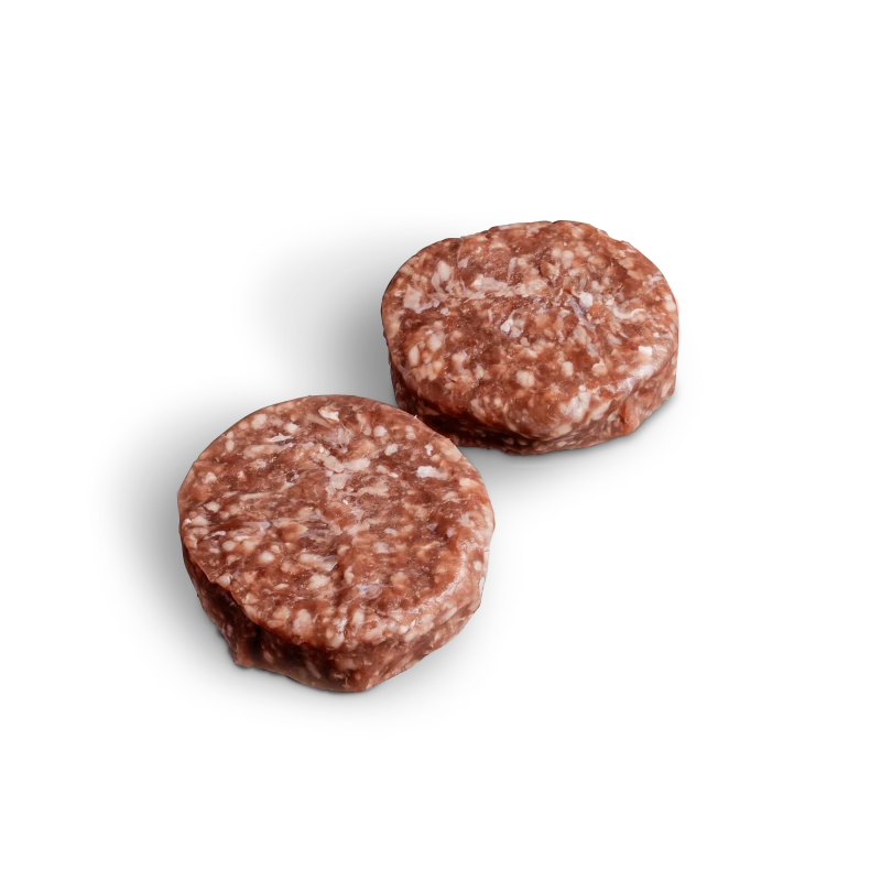 Ambachtelijke burger van Weiderund, gemaakt van 100% grasgevoerd vlees. Natuurlijk mals rundvlees.